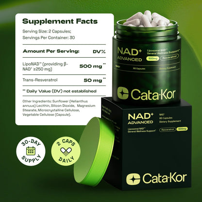 Cata-Kor NAD+ Advanced NAD Supplement with Resveratrol