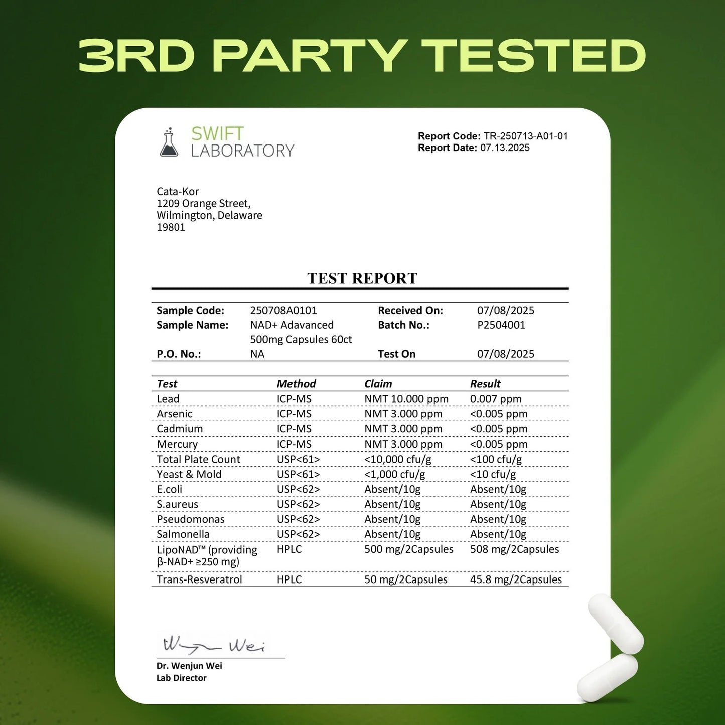 Cata-Kor NAD+ Advanced NAD Supplement with Resveratrol